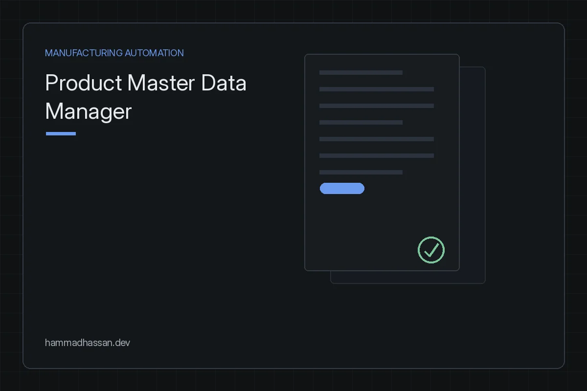 Product Master Data Manager — structured records preview card