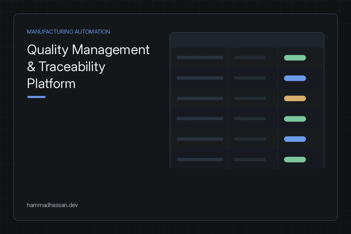 Quality Management and Traceability Platform — traceability chain preview card